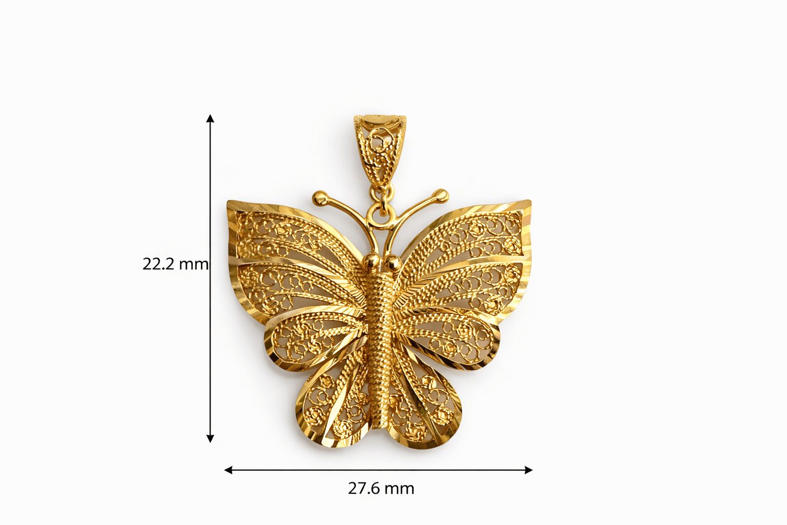 Beautiful solid gold butterfly charm 14k real - Alejandro Jewelry LLC