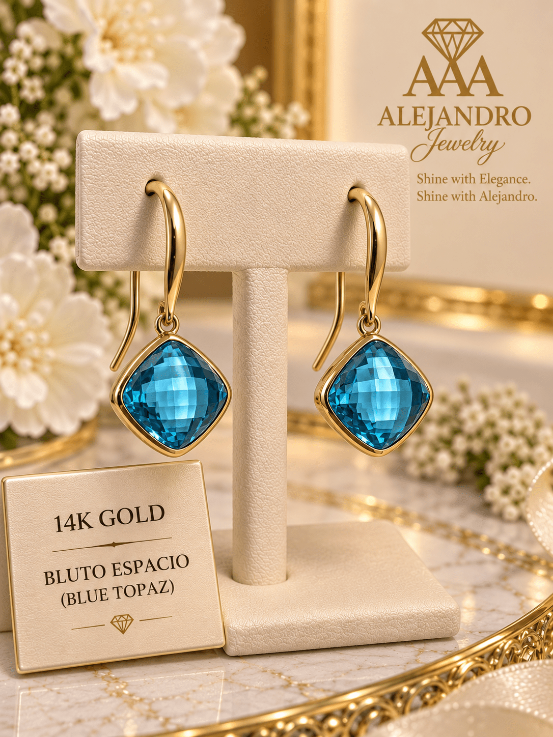 Blue Topaz Earrings - Alejandro Jewelry AAA