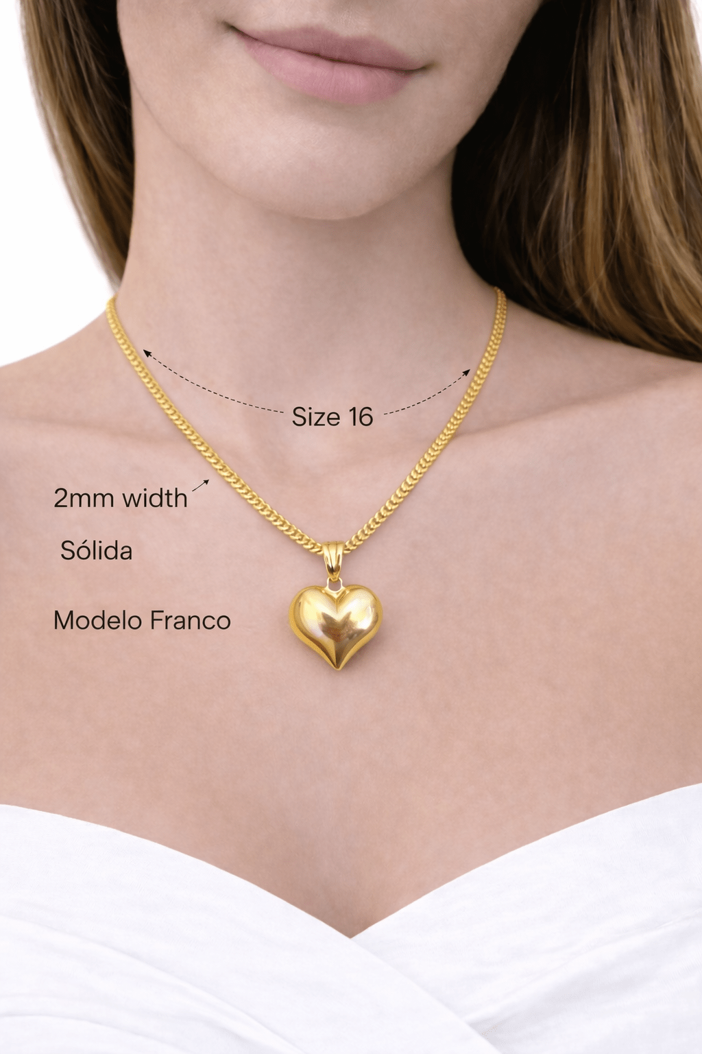 Chain model free gold 10k real size 16 of 2 mm wide - Alejandro Jewelry LLC