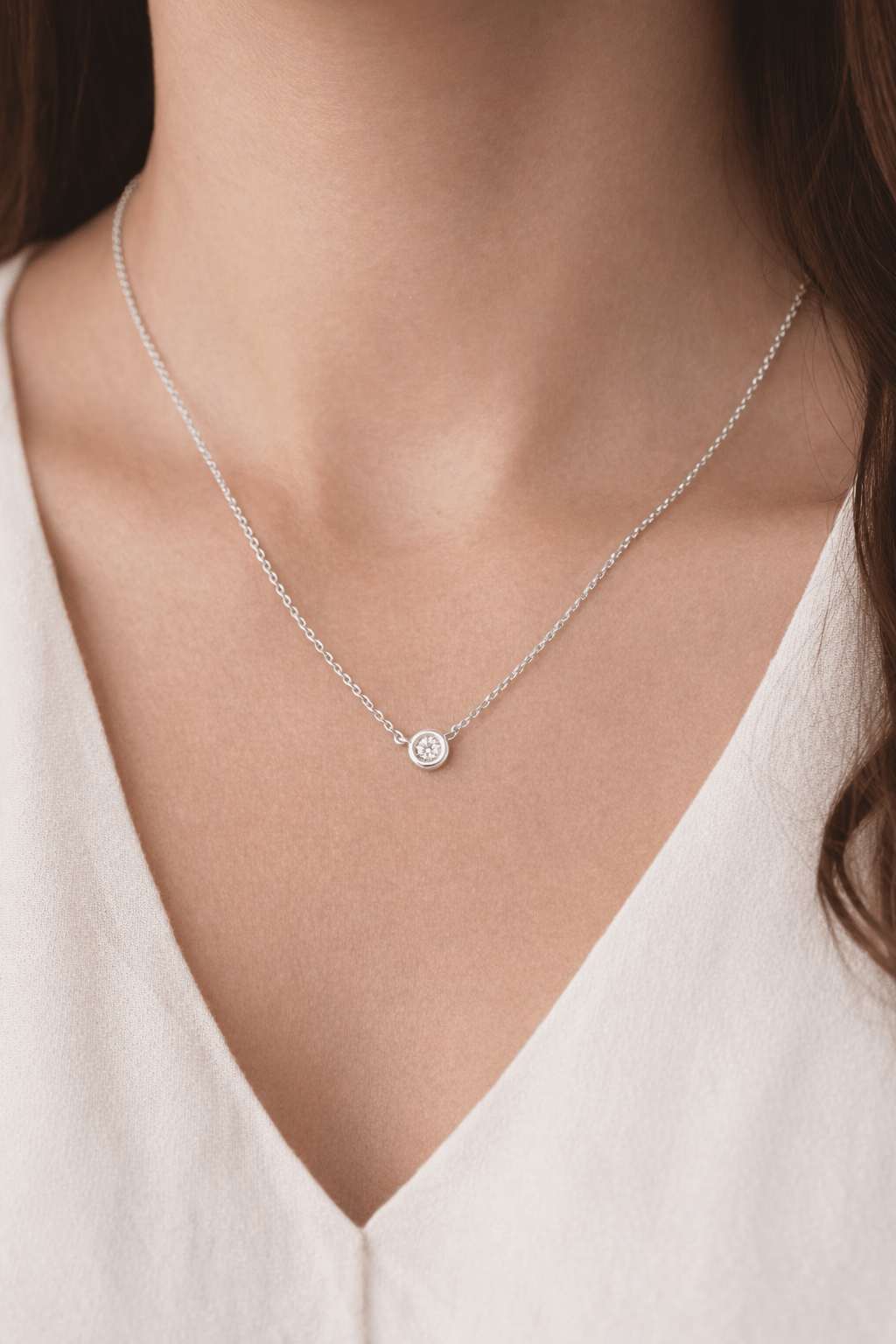 Chain set with natural diamond earrings in real 14k white gold - Alejandro Jewelry LLC