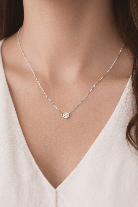 Chain set with natural diamond earrings in real 14k white gold - Alejandro Jewelry LLC
