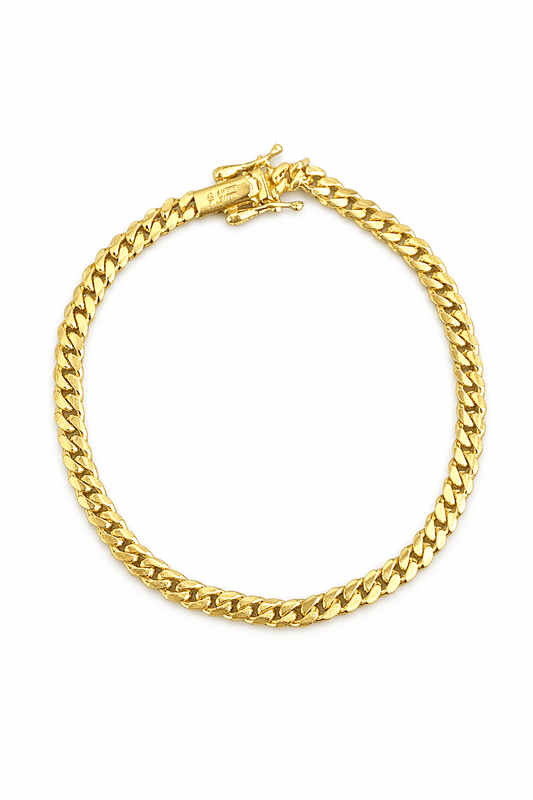Cuban gold bracelet 10k real size 7 4.5 mm wide - Alejandro Jewelry LLC