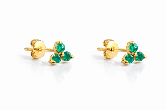 Earrings with natural emeralds - Alejandro Jewelry LLC