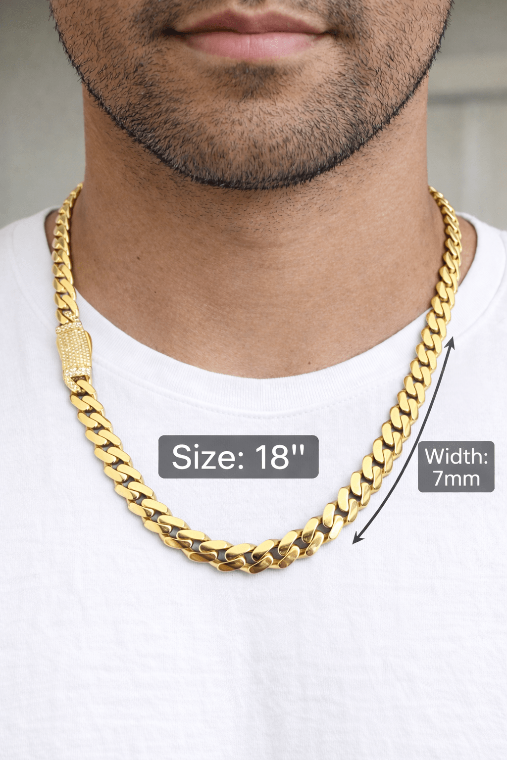 Gold chain 10k real size 18 5mm wide semi solid - Alejandro Jewelry LLC