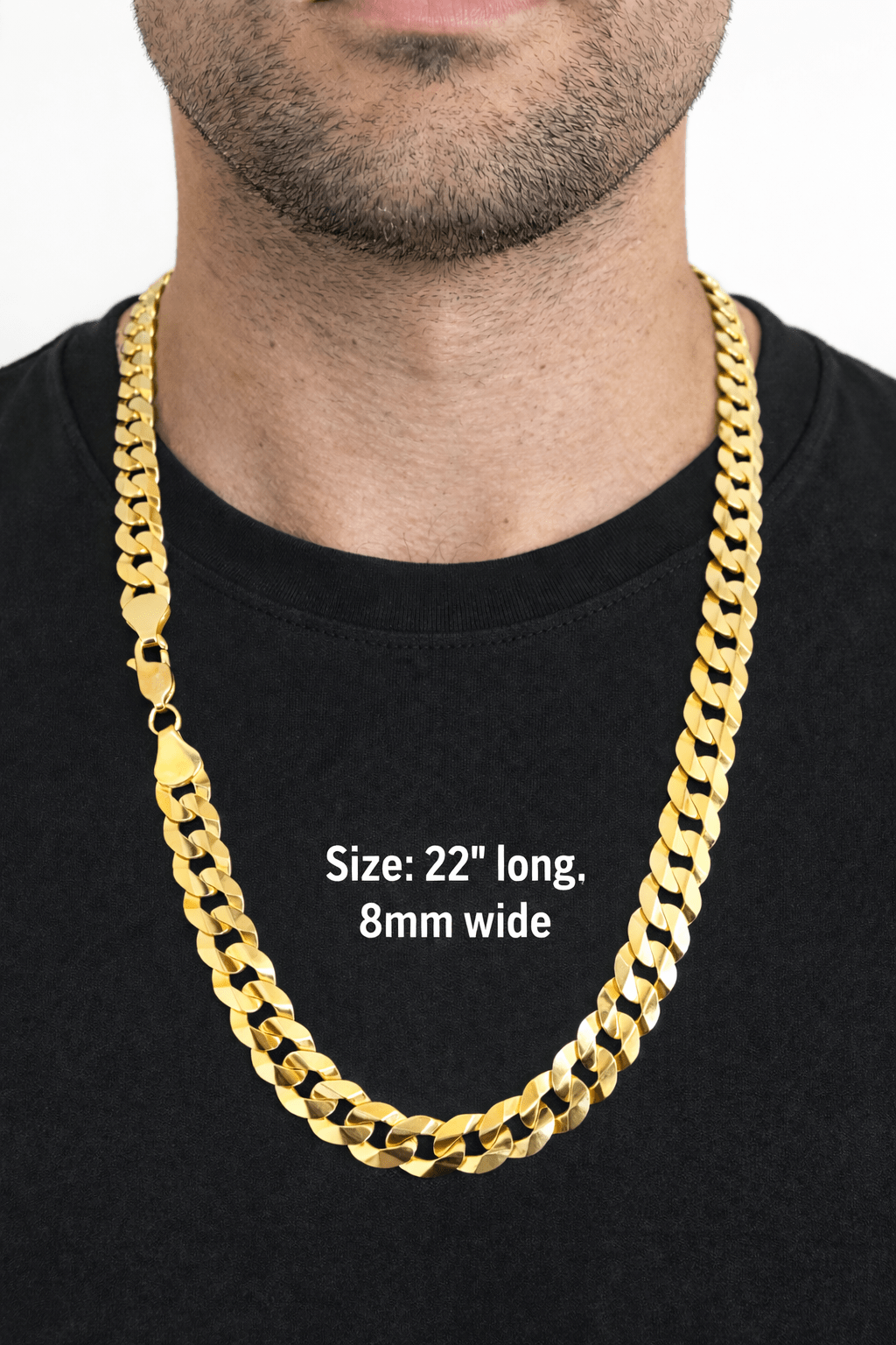 Gold shine cutting chain 10k real size 22 by 8 mm wide - Alejandro Jewelry LLC