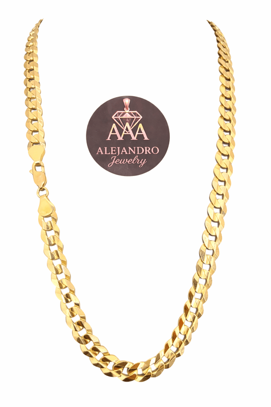 Gold shine cutting chain 10k real size 22 by 8 mm wide - Alejandro Jewelry LLC