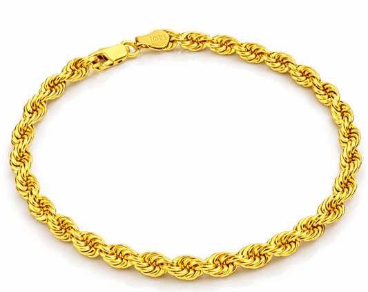 Gold twist handle 10k real size 8 of 4 mm - Alejandro Jewelry LLC