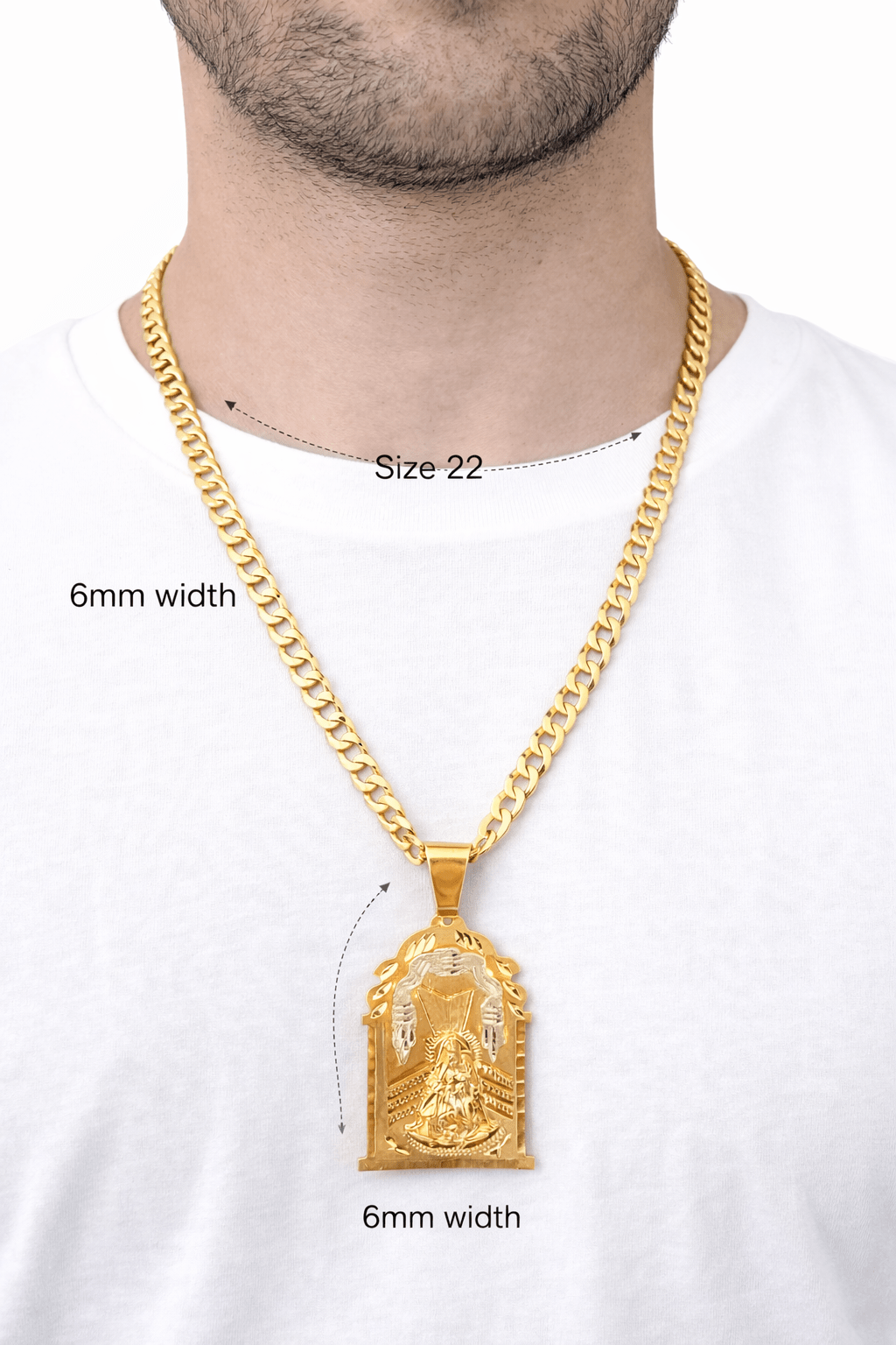 Link chain cut gold shine 10k real size 22 6 mm wide - Alejandro Jewelry LLC
