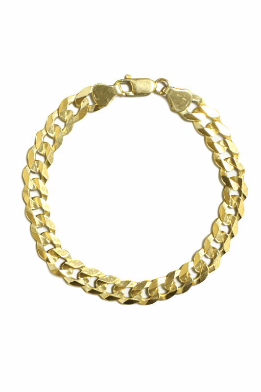 Men's bracelet 10k solid gold cut 8.5mm gloss size 8 - Alejandro Jewelry LLC
