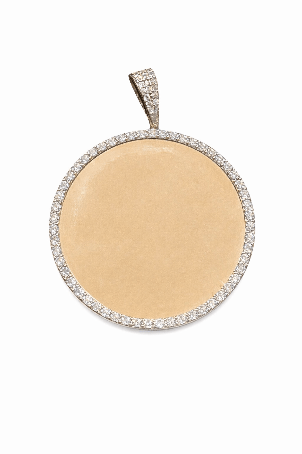 Personalized 35.9 mm round large charms made of real 10k gold - Alejandro Jewelry LLC