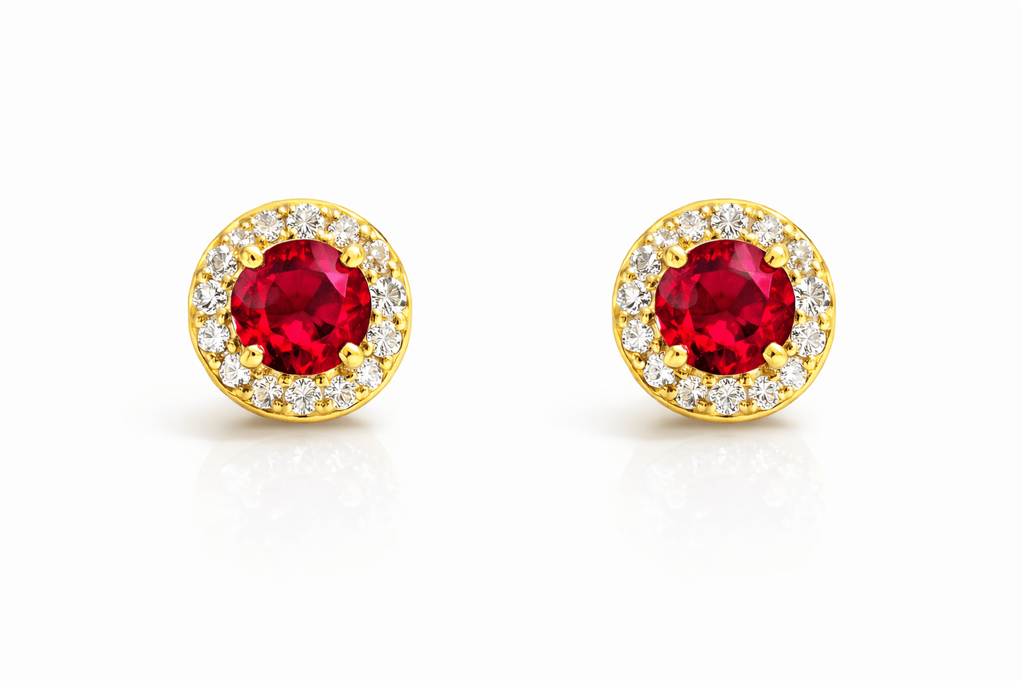 Real 14k gold earrings with natural ruby and diamonds - Alejandro Jewelry LLC