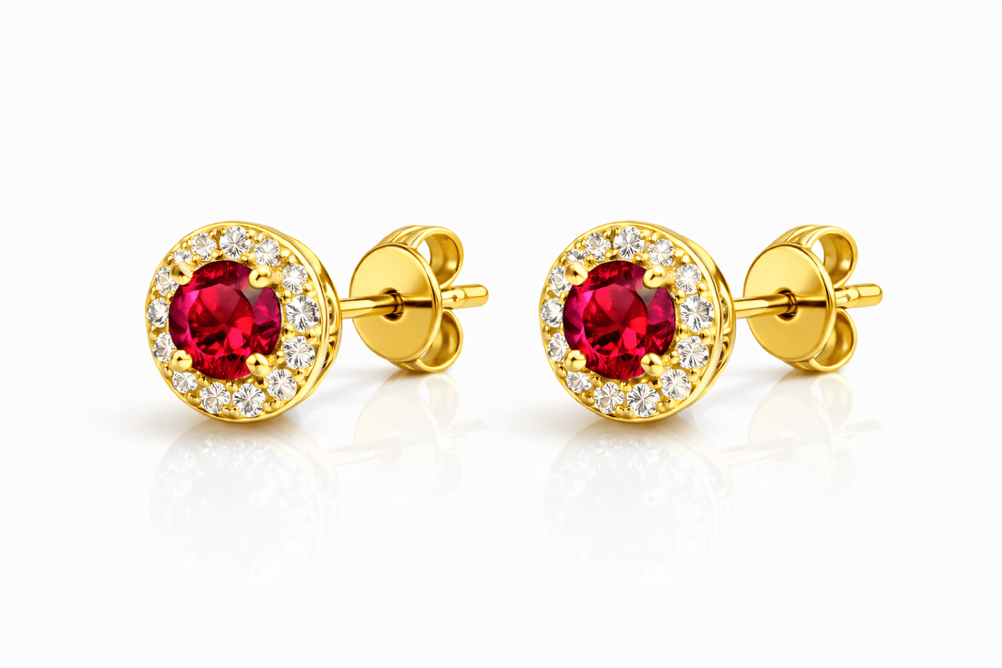 Real 14k gold earrings with natural ruby and diamonds - Alejandro Jewelry LLC
