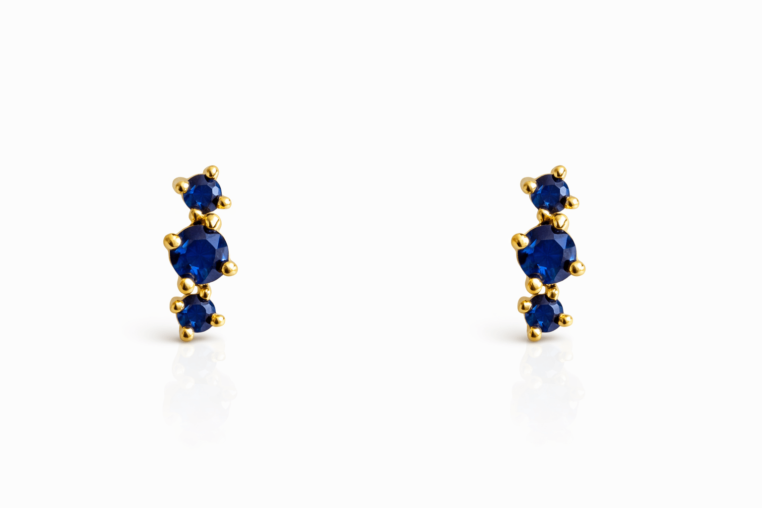 Real 14k gold earrings with natural sapphires - Alejandro Jewelry LLC