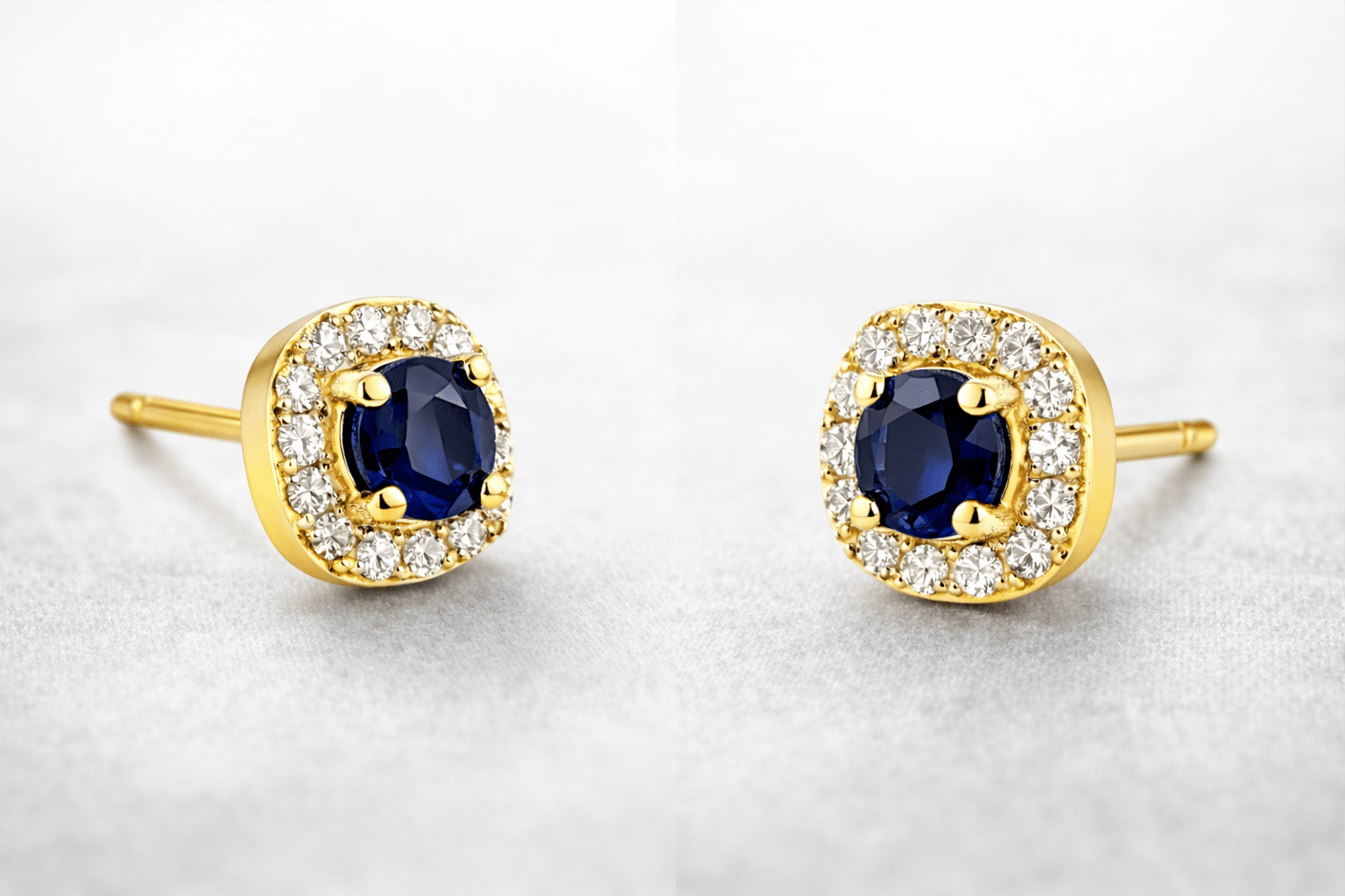 Real 14k gold earrings with sapphires and natural diamonds - Alejandro Jewelry LLC